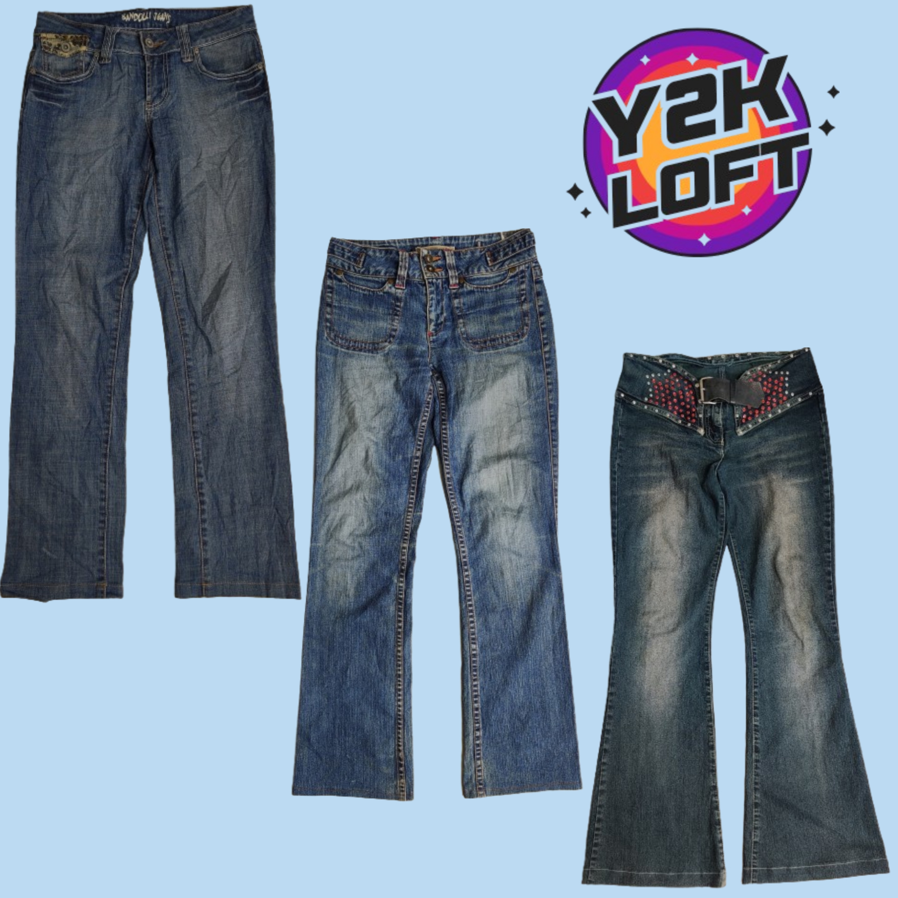 Y2K All American Denim Flared Jeans