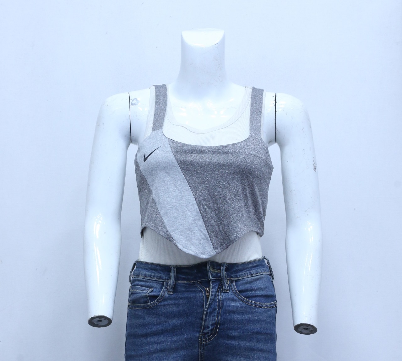 CR622 Upcycled Swoosh Revival Crop Top