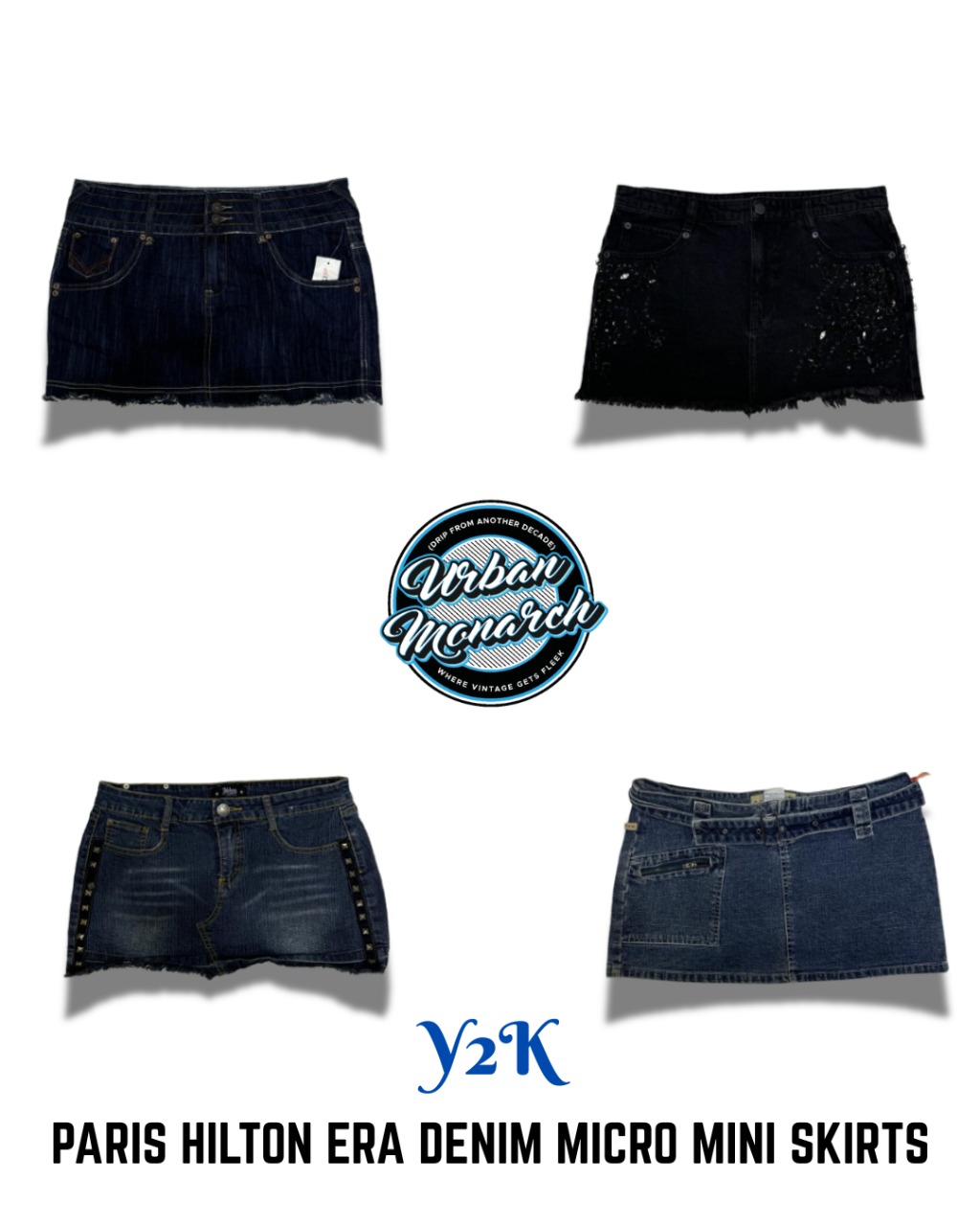 Y2K Paris Hilton Era Denim Micro Mini Skirts - UMW0003