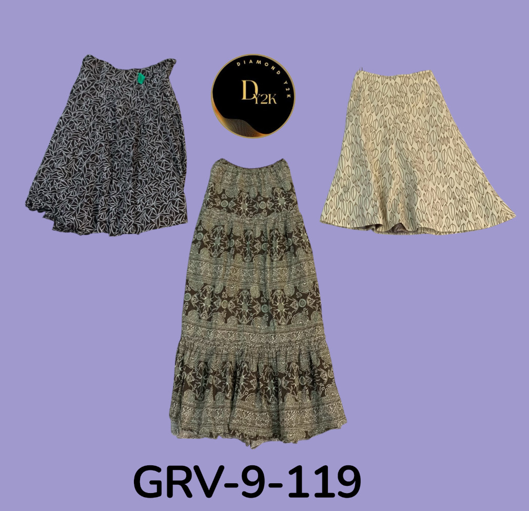 Vintage Brown Printed Cotton Skirt – Casual & Chic(GRV-9-119)