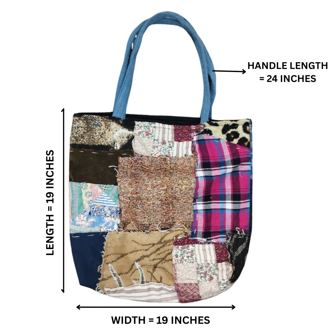 Upcycled Mixed Medium Patchwork Tote Bag