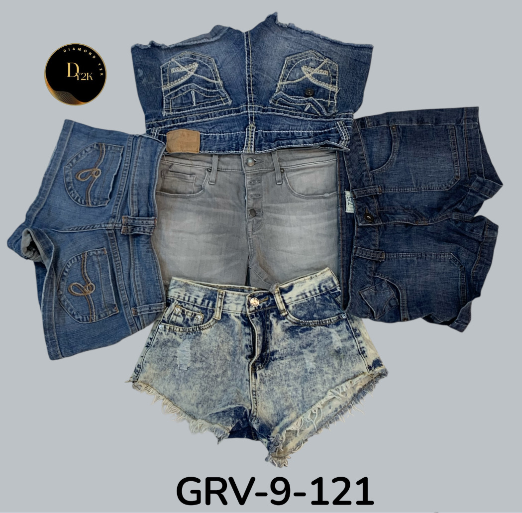 ヴィンテージスタイルデニムミニショーツ – 毎日の夏の必需品(GRV-9-121)