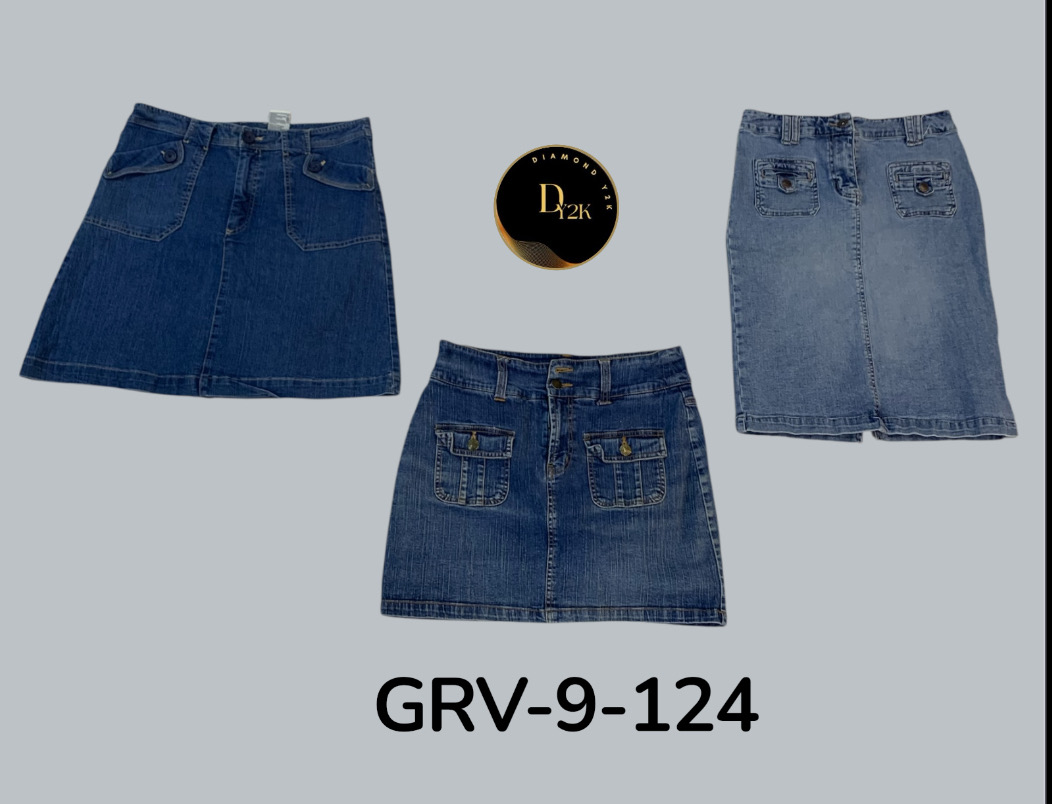 Trendy High-Waist Denim Midi Skirt – Casual Chic(GRV-9-124)