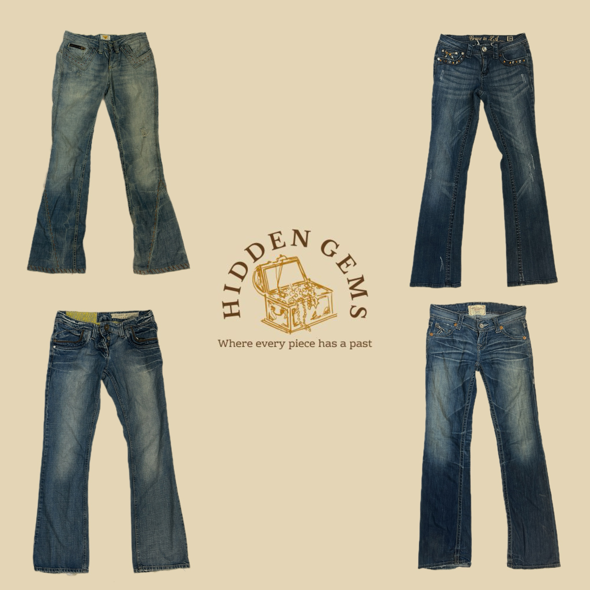 Jean bootcut non marqué Y2K (HG-047)