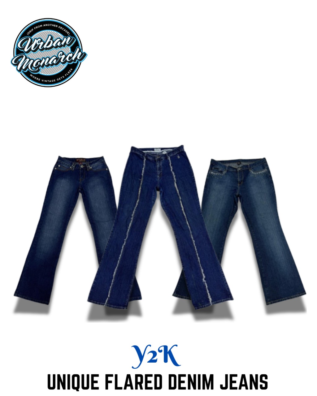 Y2K Unique Flared Denim Jeans - UMW0017