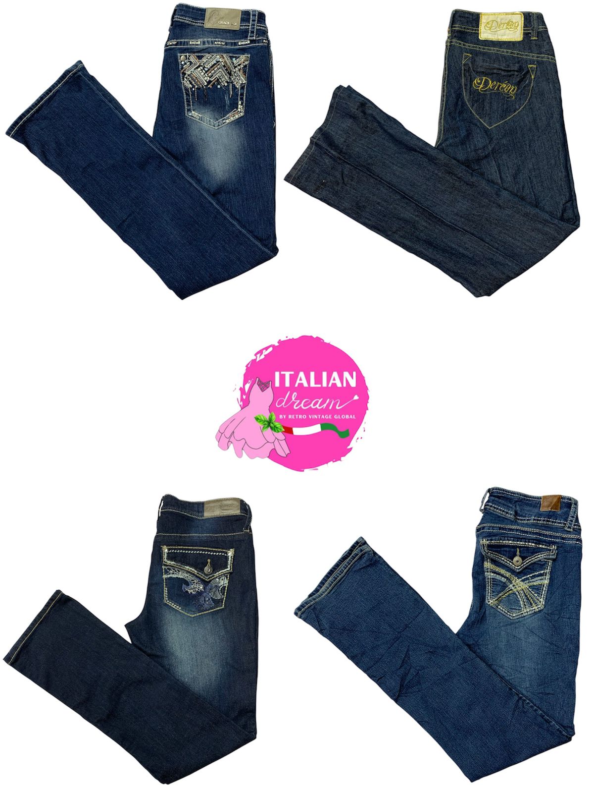 Jeans unici embelliti Y2k