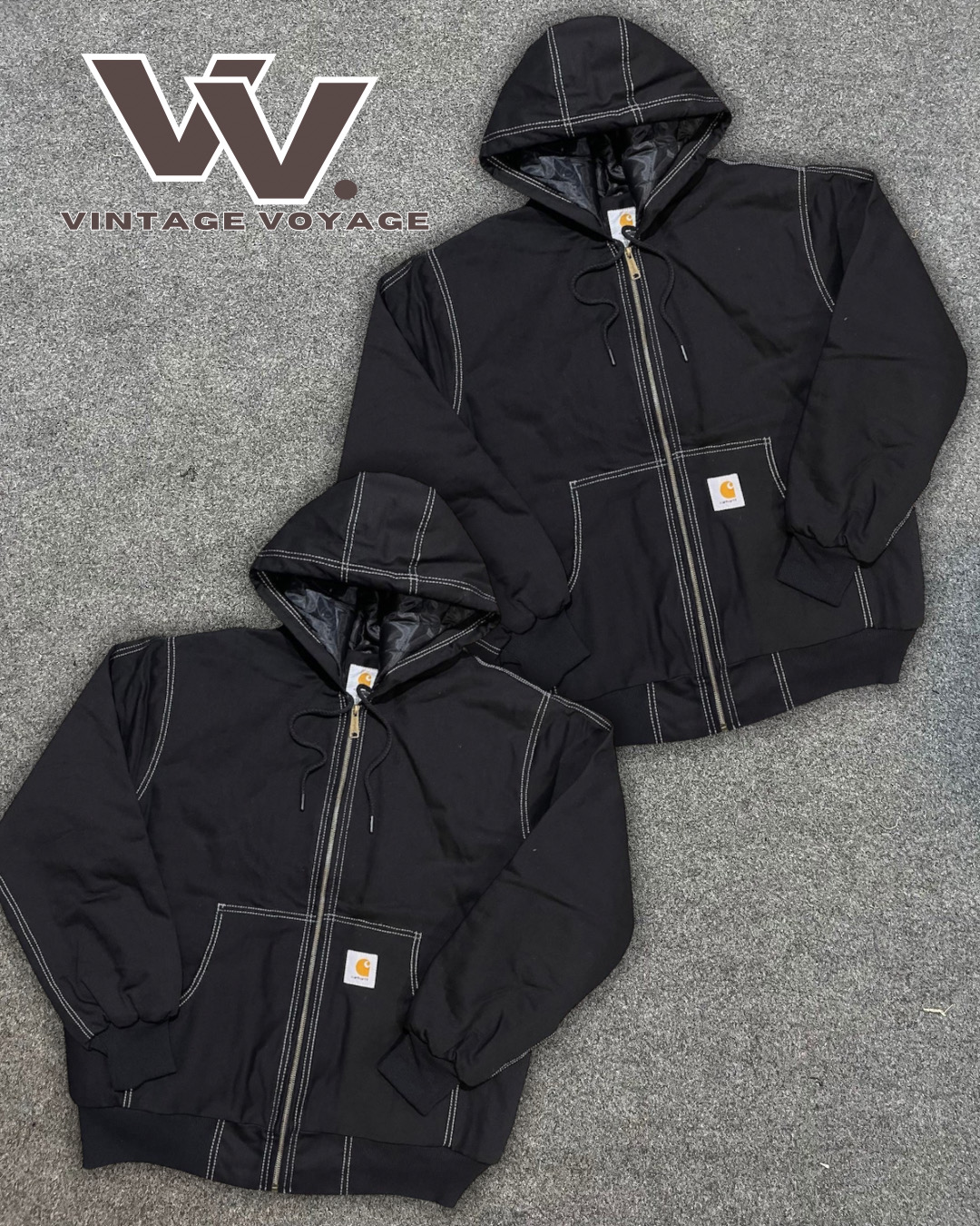Carhartt Rework Style Black (White) Stitched Active Jackets - #17925