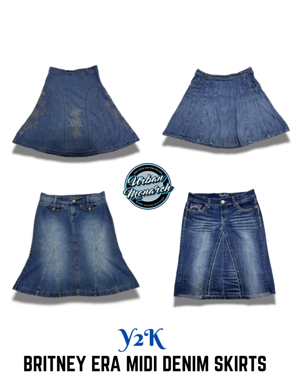 Saia de Jeans Midi da Era Britney Y2K - UMW0034