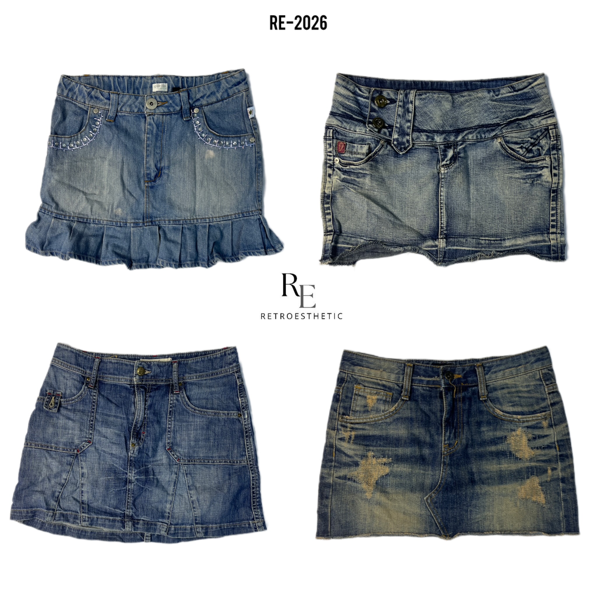 Gonne in denim mini uniche Y2k (RE-2026)