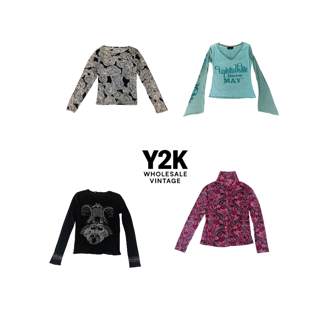 Y2K Europäisches Mesh Langarmoberteile (YWV21)
