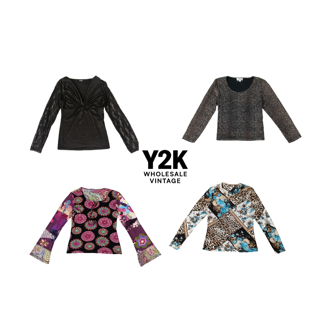 Y2K European Mesh Long sleep Tops (YWV26)