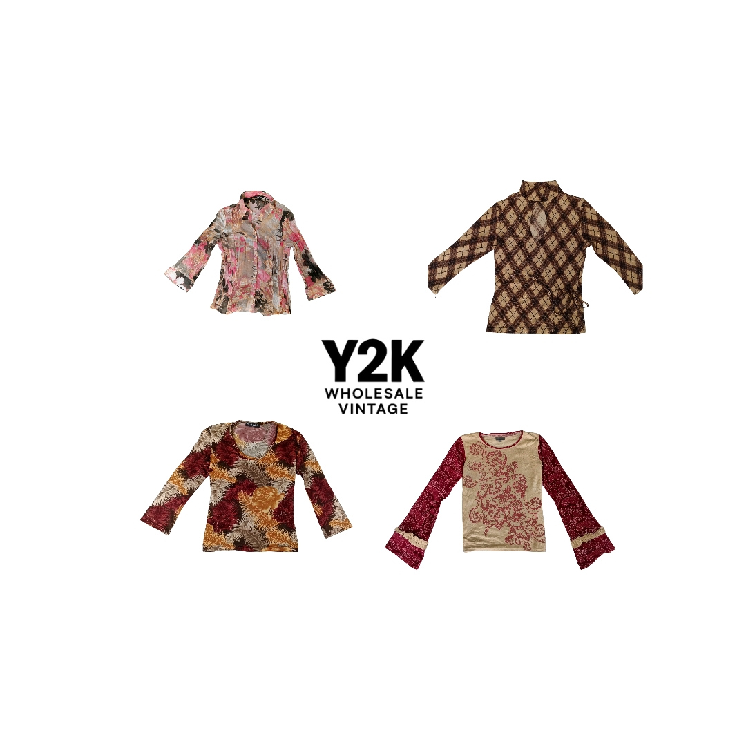 Y2K European Mesh Long sleep Tops (YWV32)