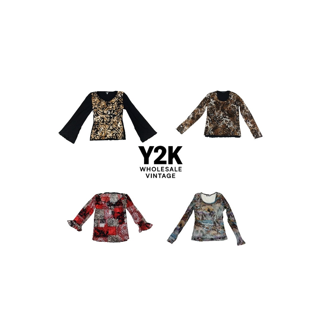 Y2K European Mesh Long sleep Tops (YWV38)