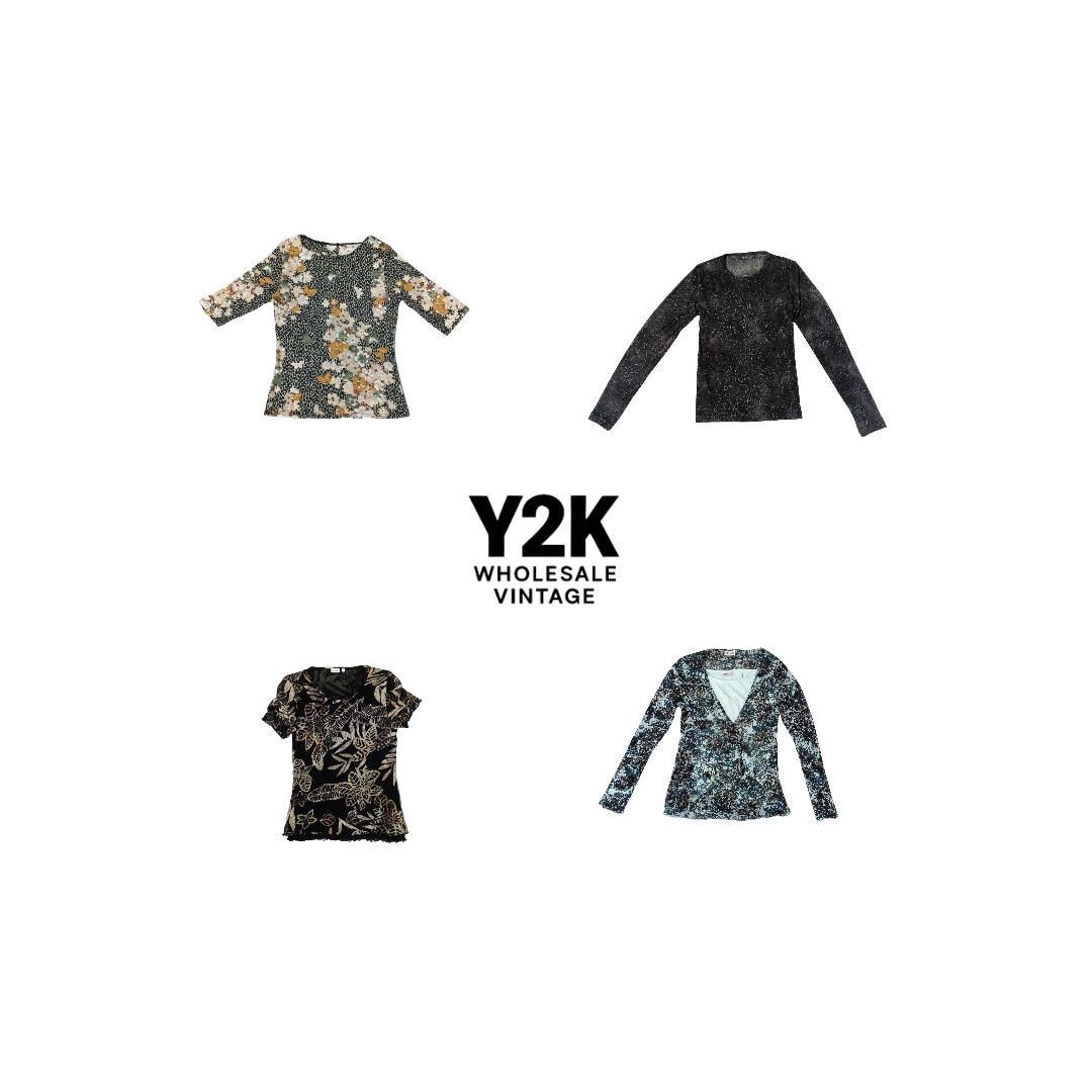 Y2K European Mesh Long sleep Tops (YWV40)