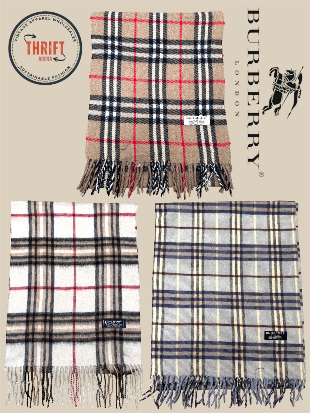 T1488 Burberry Scarves 🧣 100% Authentic Cashmere/Wool