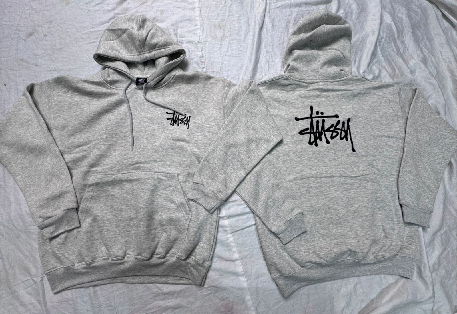 Rework Style Grey Stussy hoodie.