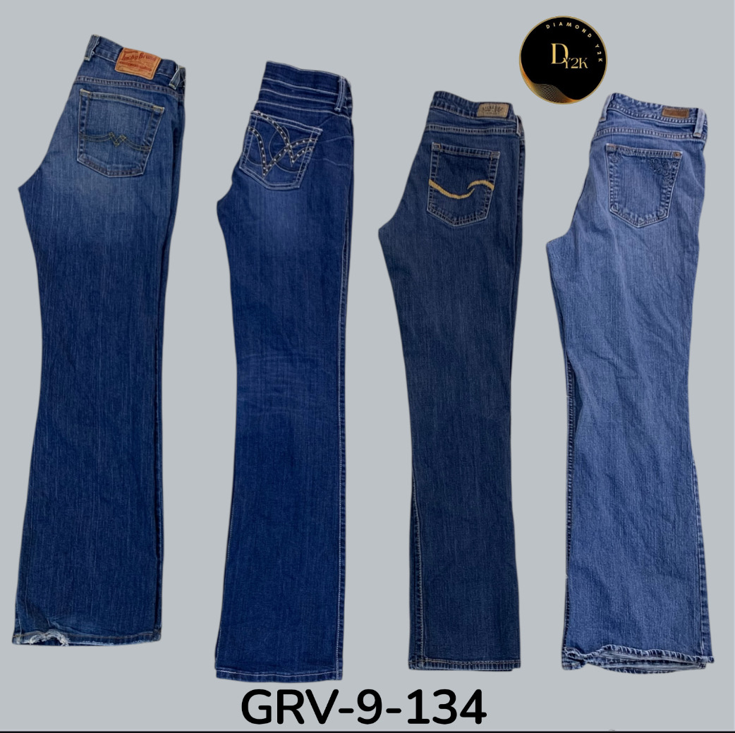 Retro Blue Flared Jeans – Y2K Wide-Leg Vintage Sty..