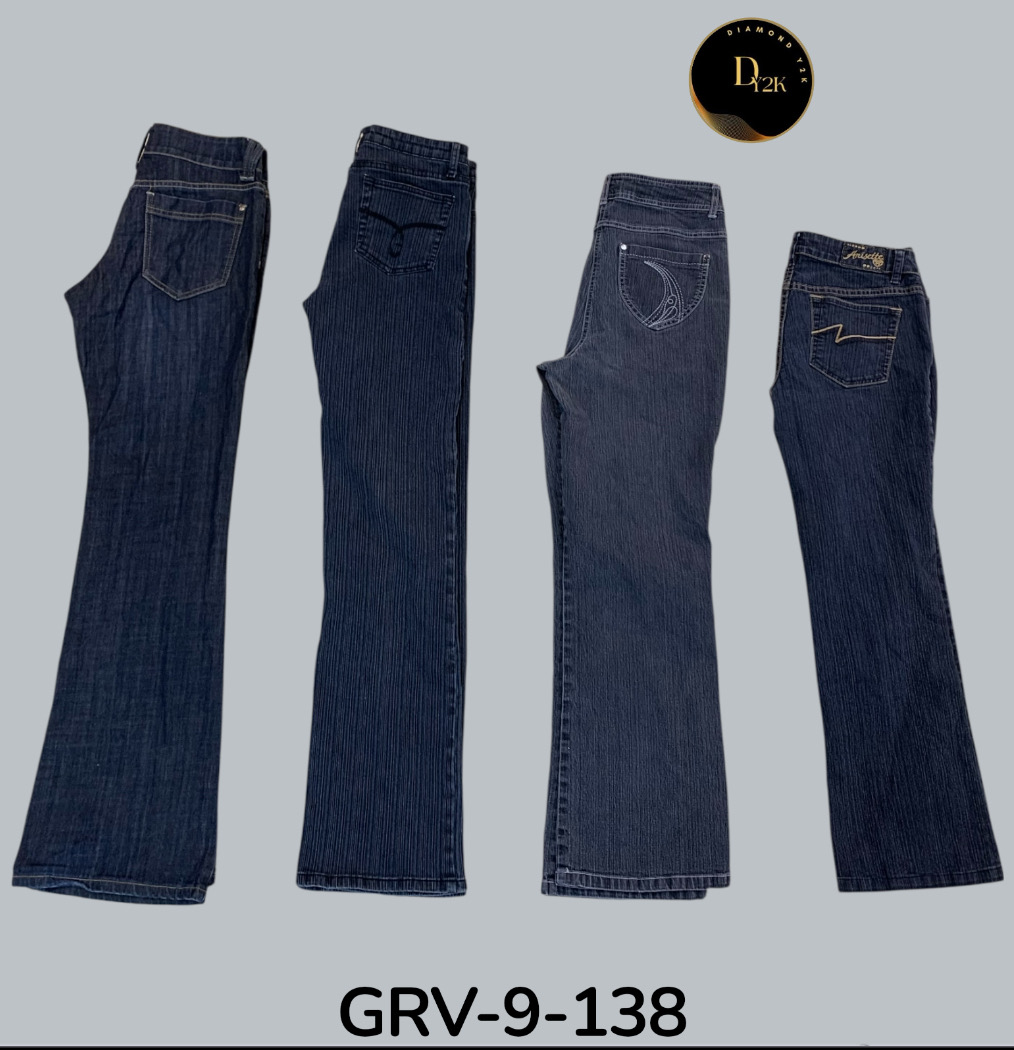 レトロブルーフレアジーンズ – Y2Kワイドレッグヴィンテージスタイル(GRV-9-138)