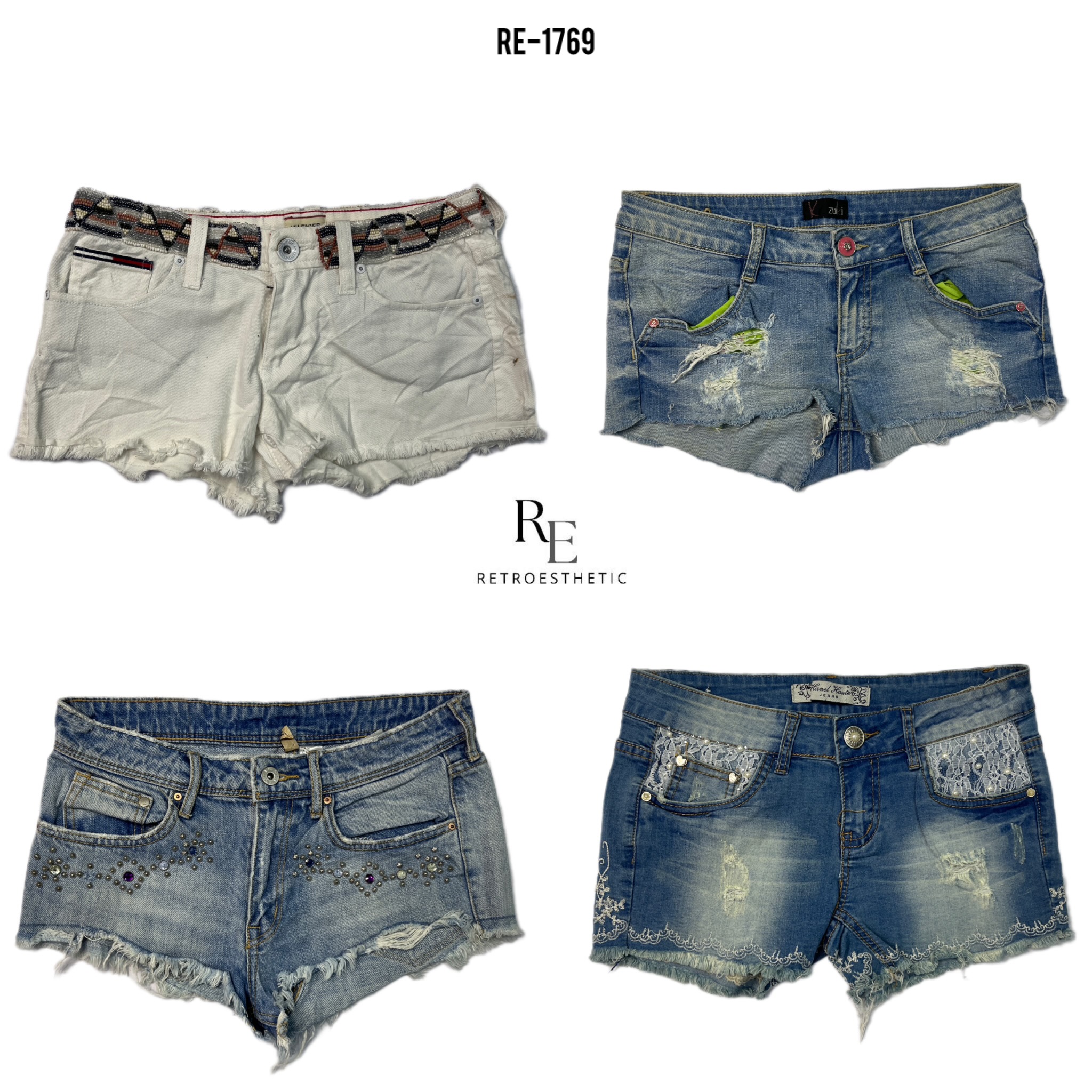 Y2K IT Girl Denim Micro Mini Shorts(RE-1769)