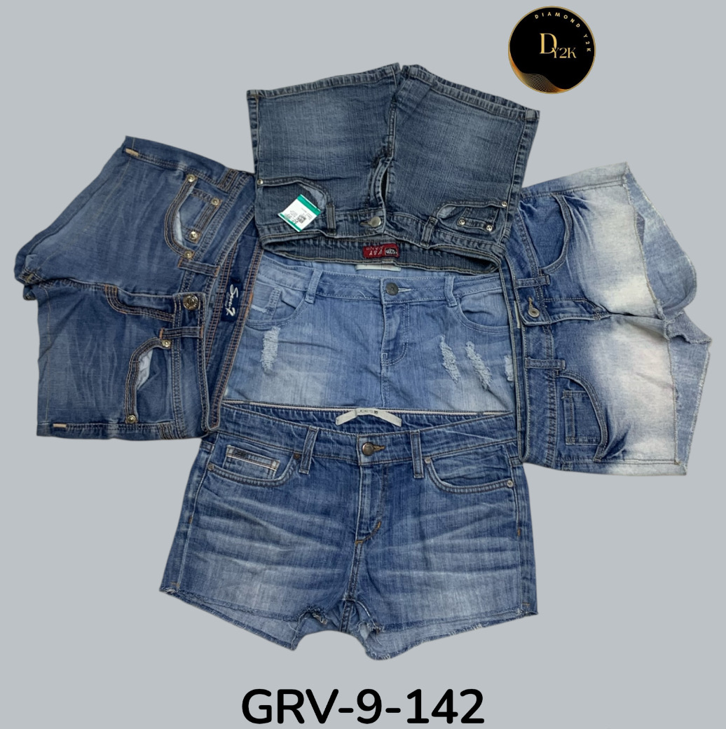 Minishorts in denim donna a vita alta – Streetwear di tendenza (GRV-9-142)