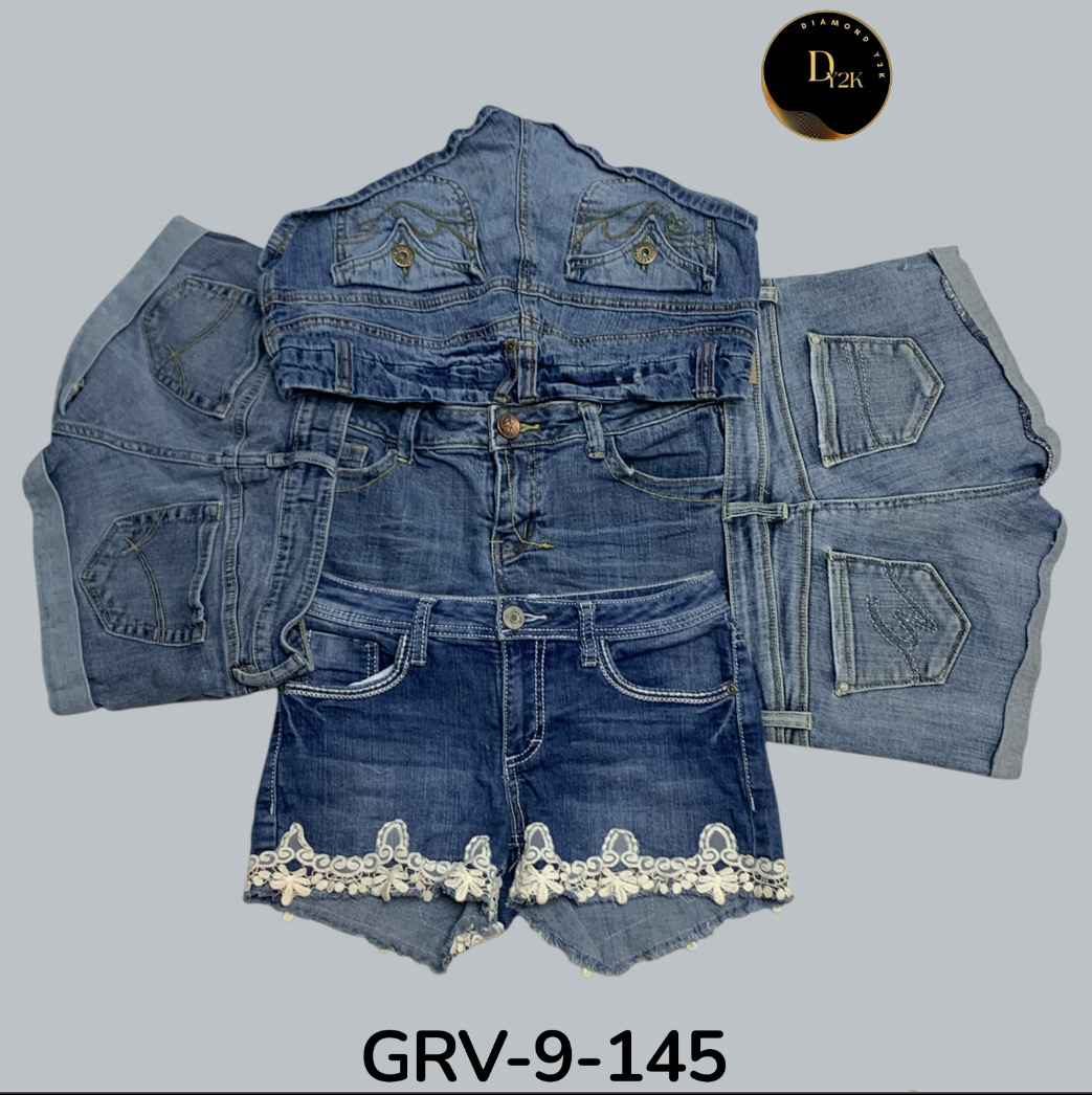Shorts in denim a vita alta per donna – Stile casual quotidiano (GRV-9-145)