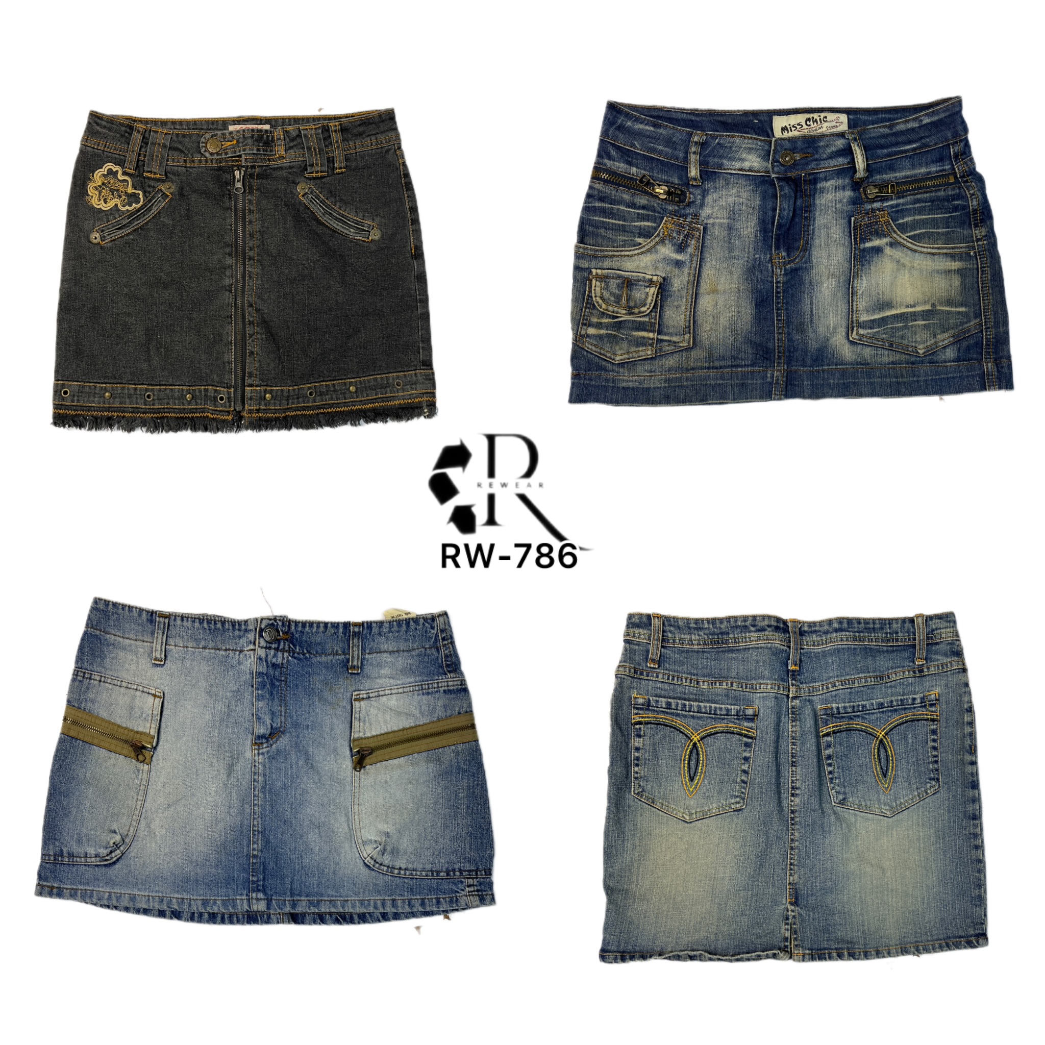 Y2K Cyber Girl Era Denim Mini Skirts (RW-786)