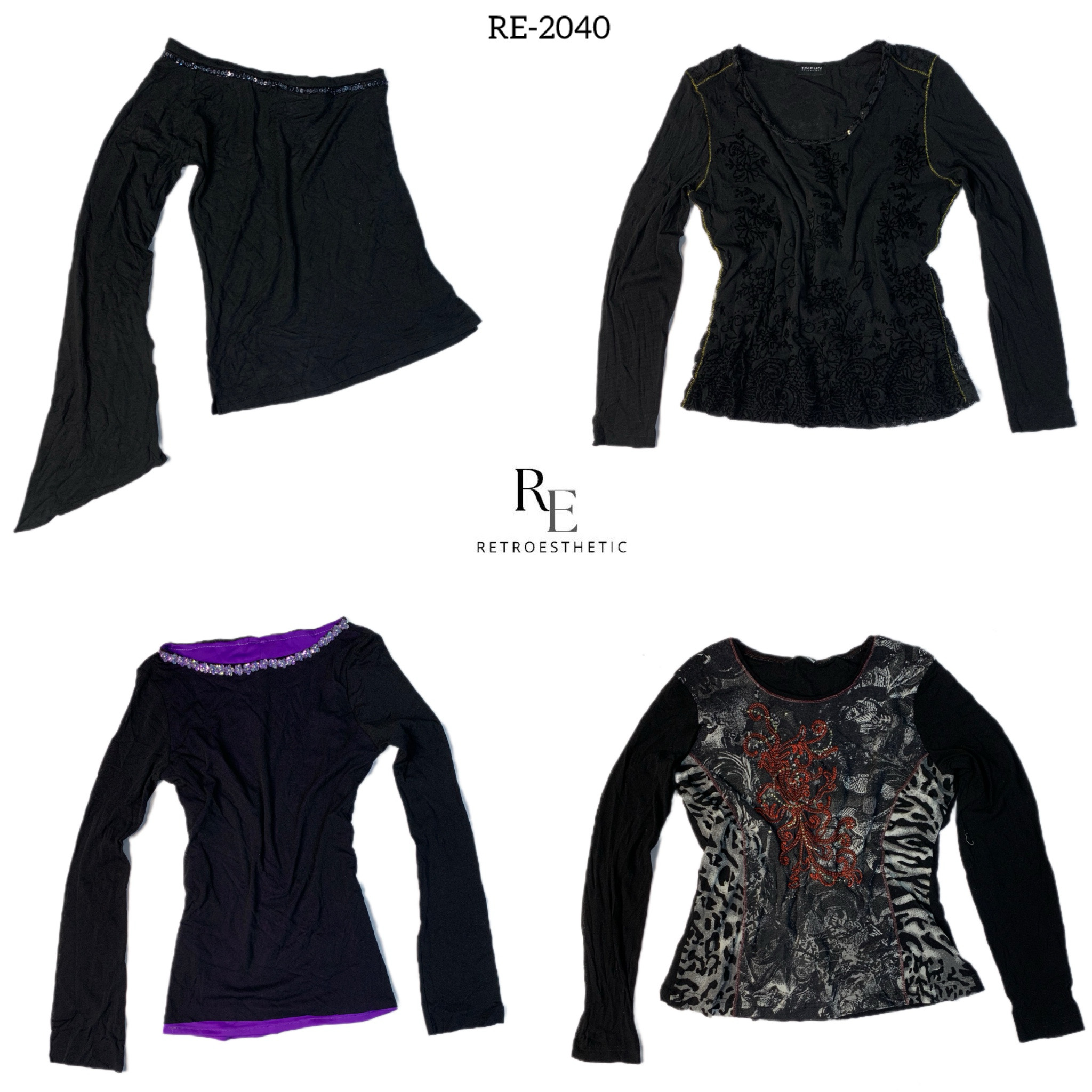 Y2K Gothic Vollärmelige Tops (RE-2040)
