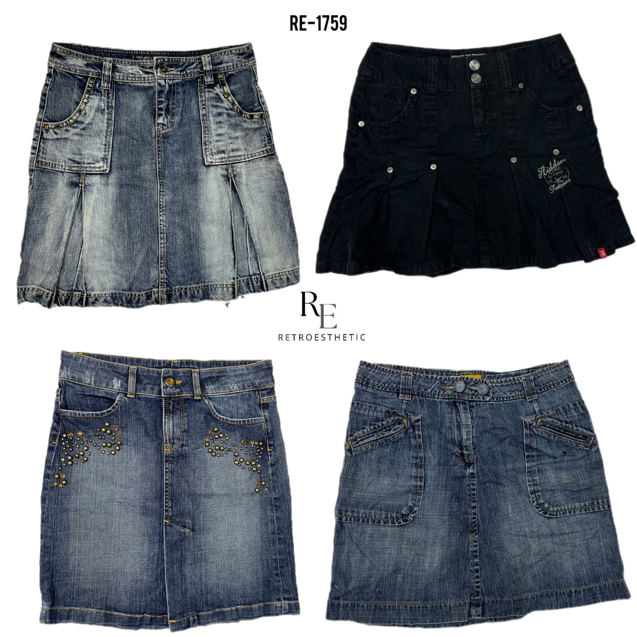 Y2K IT Girl Denim Midi Rock(RE-1759)