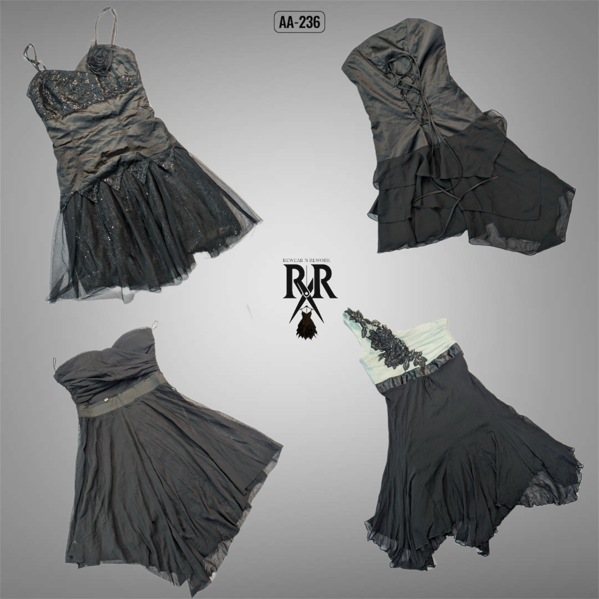Y2K All Black Gothic Dresses (AA-236)