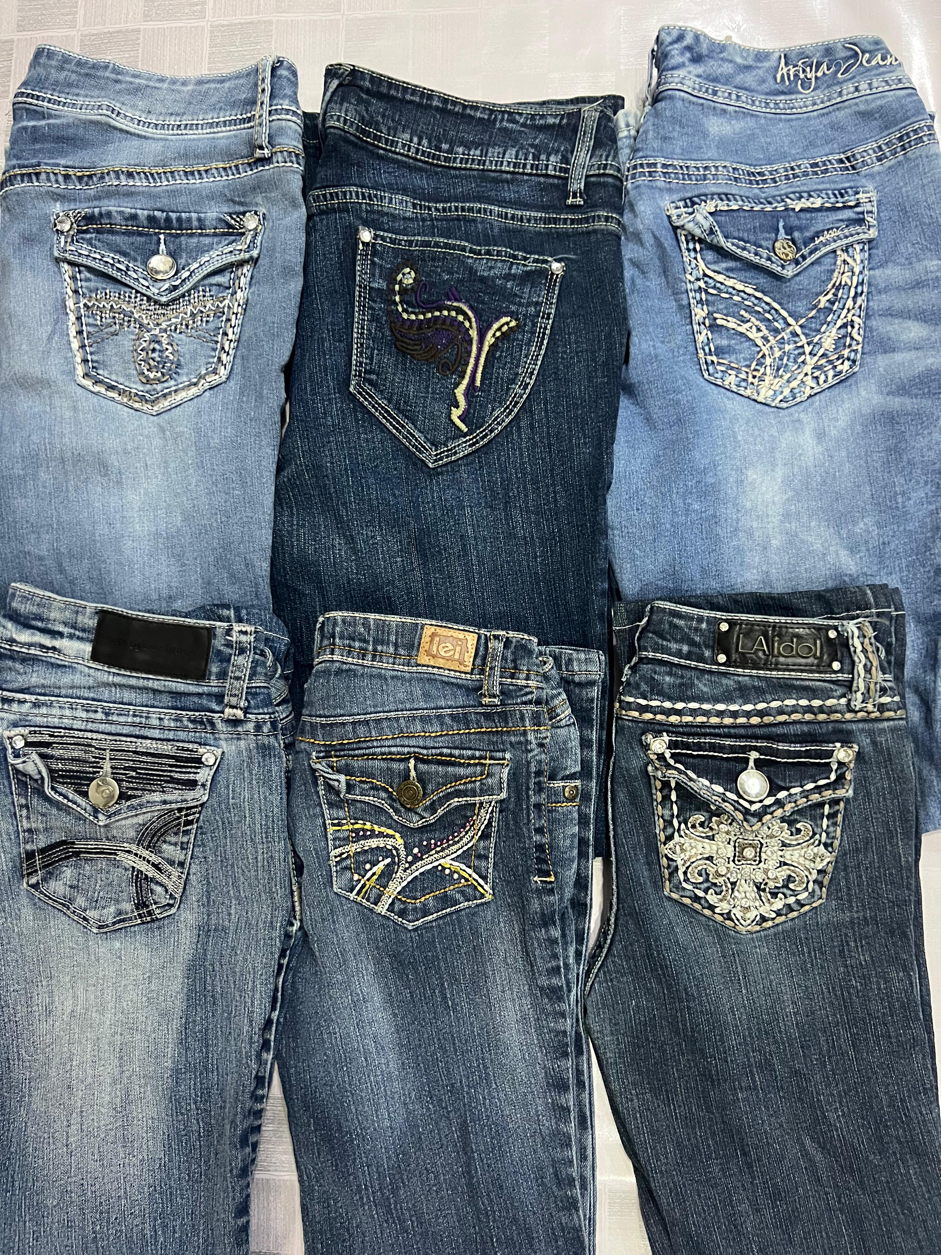 R130 Ladies Embroidered Y2k Flared Jeans