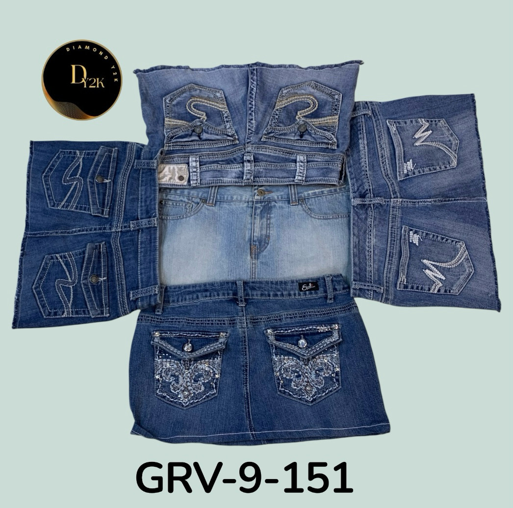 Trendy Embroidered Denim Mini Skirt for Women – Casual Summer Outfit(GRV-9-151)