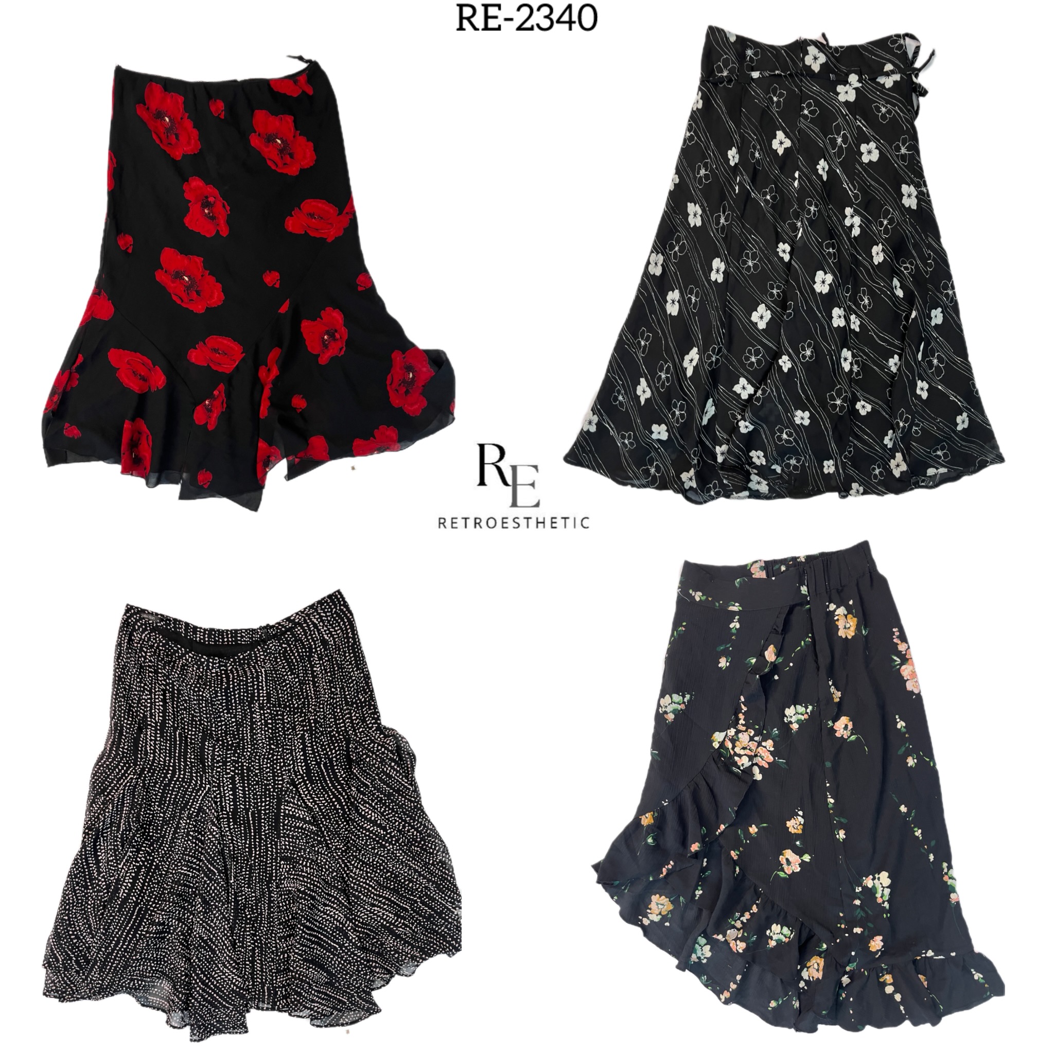 Y2K Floral Summer Poly Skirts (RE-2340)