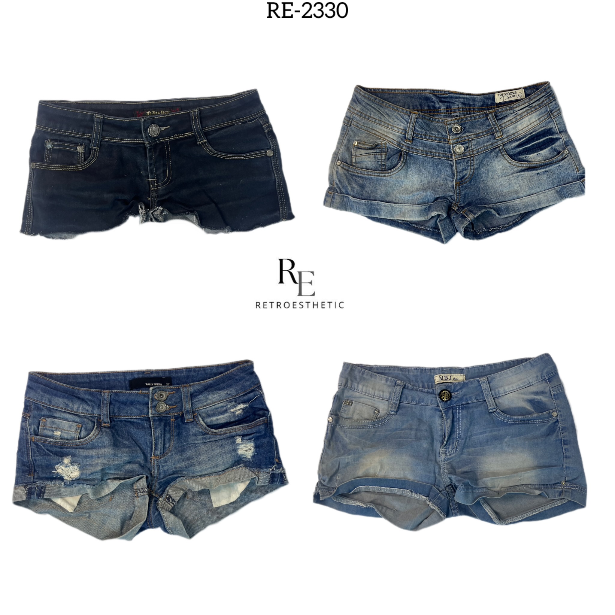 Y2K IT Girl Denim Micro Mini Shorts (RE-2330)