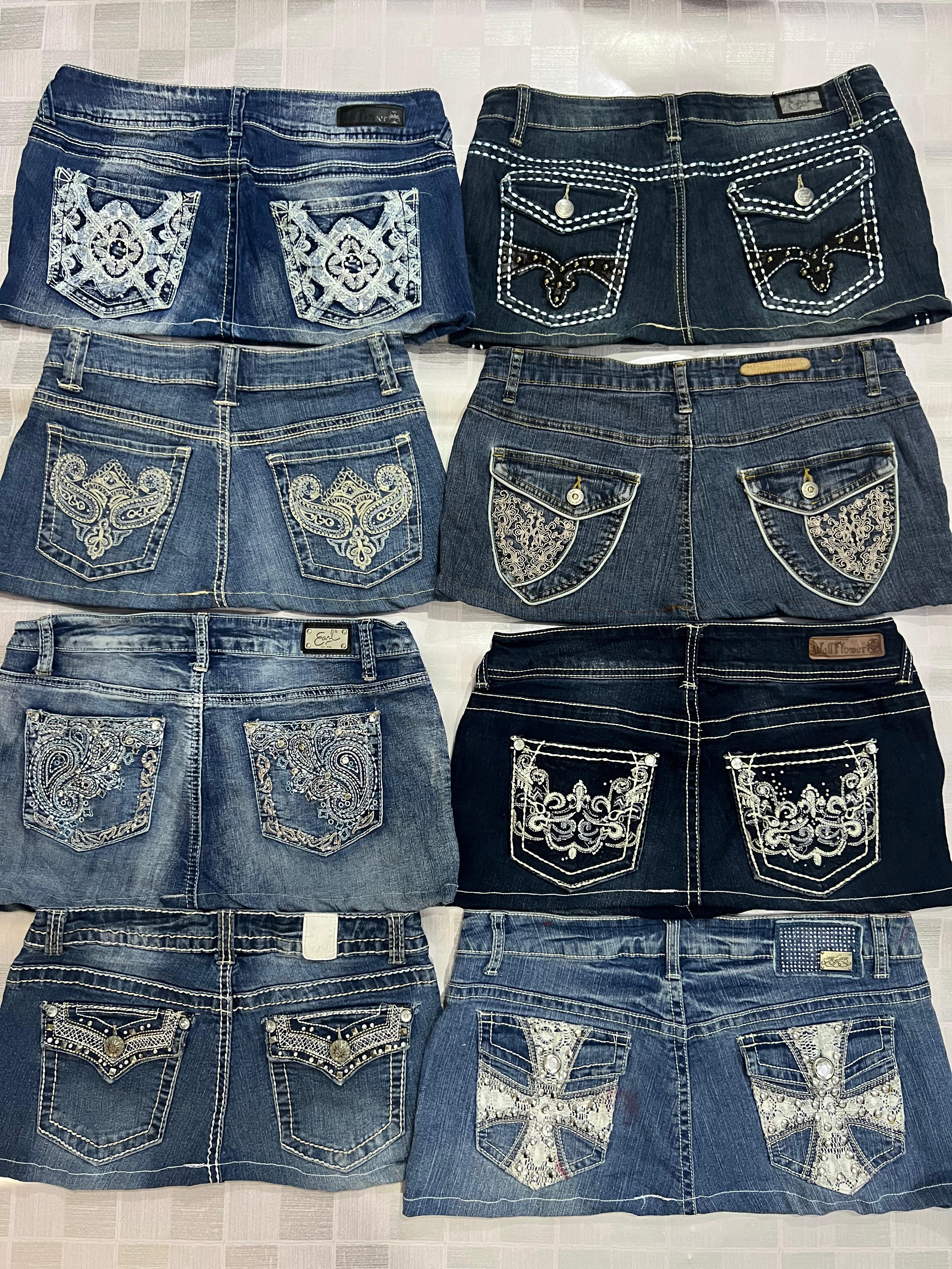 R137 Upcycled Ladies Y2k Embellished Mini skirts