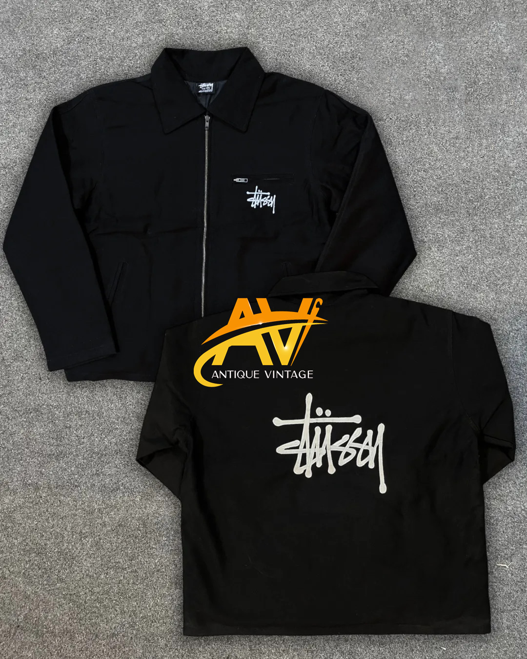Stussy Rework Style Black Detroit Jackets