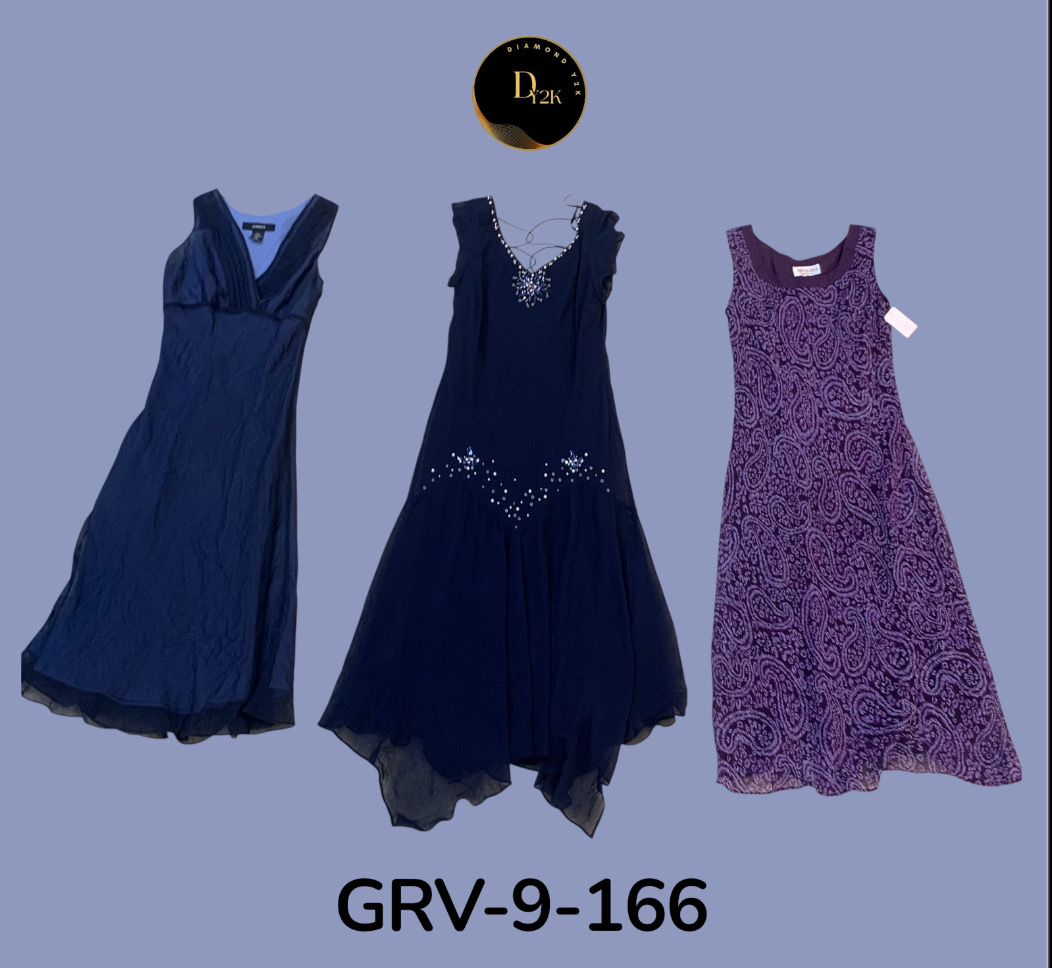 ヴィンテージパープルプリントポリドレス – あらゆる場面に最適です(GRV-9-166)