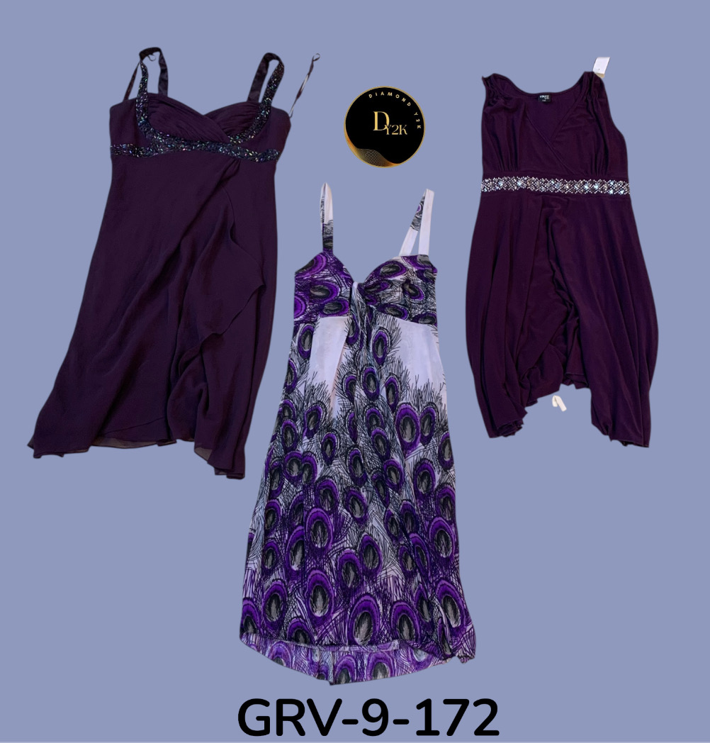 Purple Printed Poly Dress – Stylish & Comfortable Everyday Wear(GRV-9-172)
