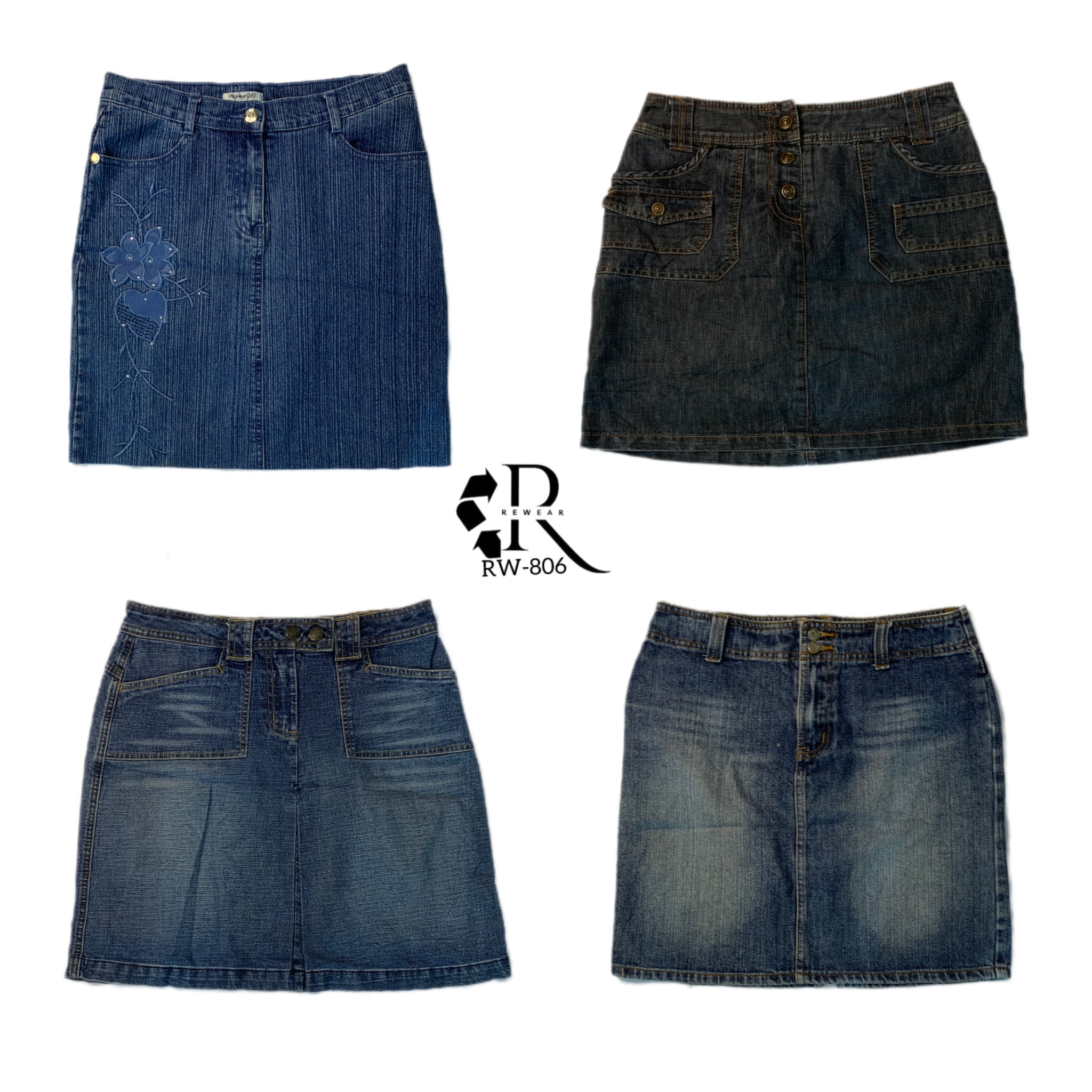 Saia Midi de Denim Única Y2K (RW-806)