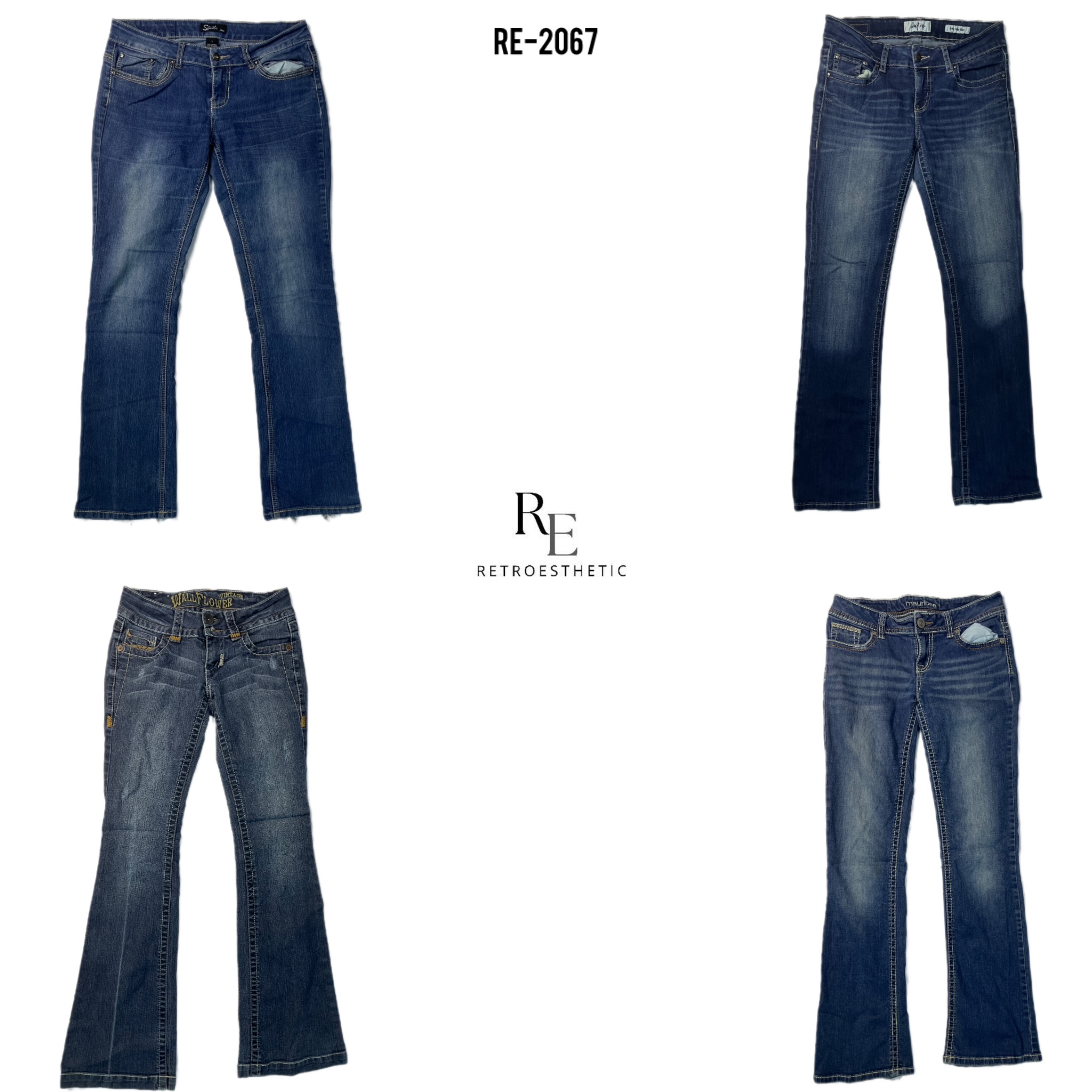 Y2K Unique Denim Flare Jeans (RE-2067)