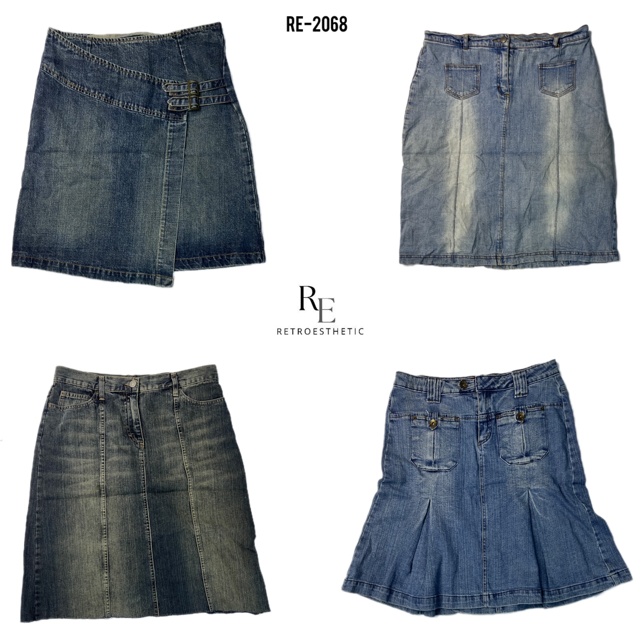 Y2K Cyber Girl Era Denim Midi Skirts (RE-2068)