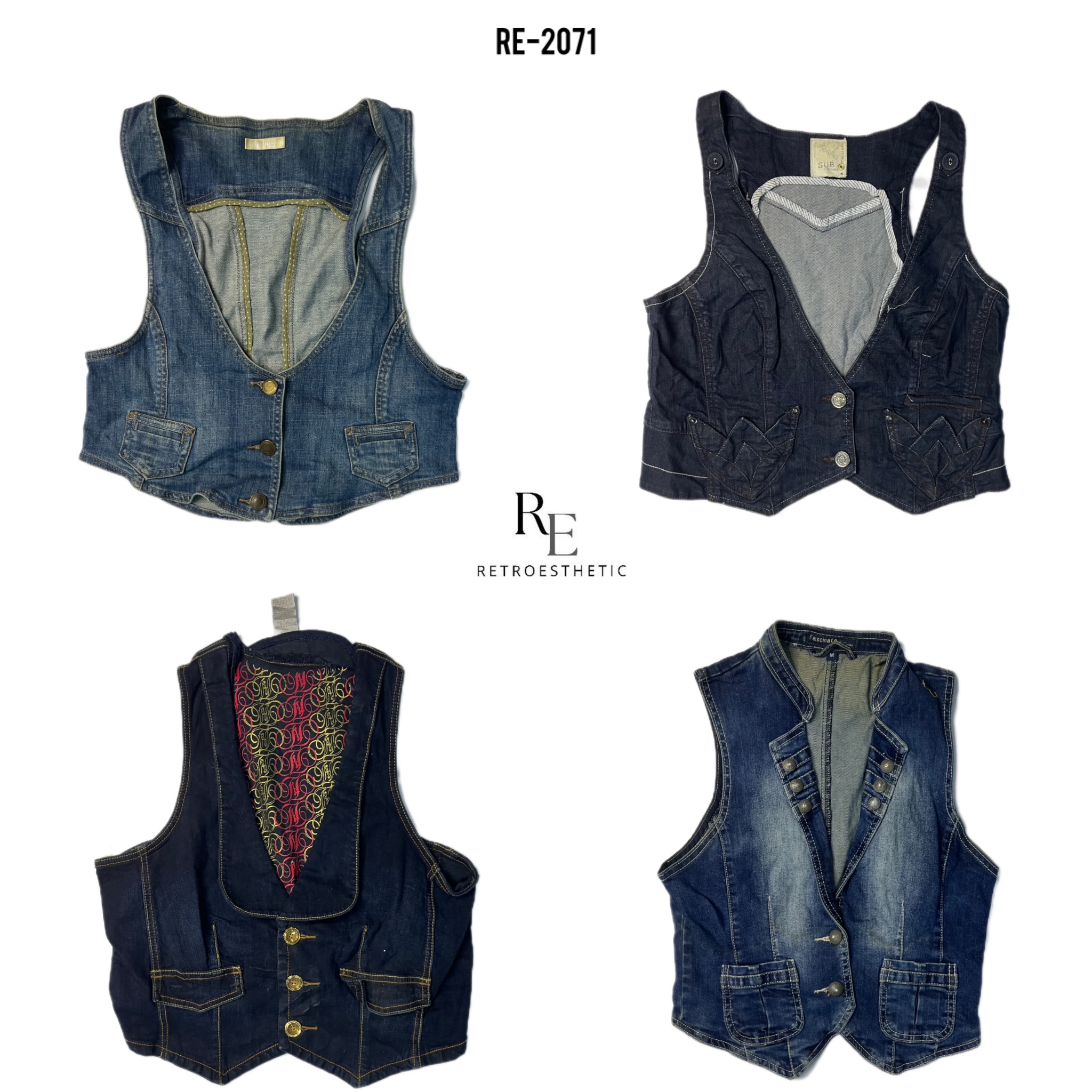 Y2K Unique Denim Waistcoats (RE-2071)