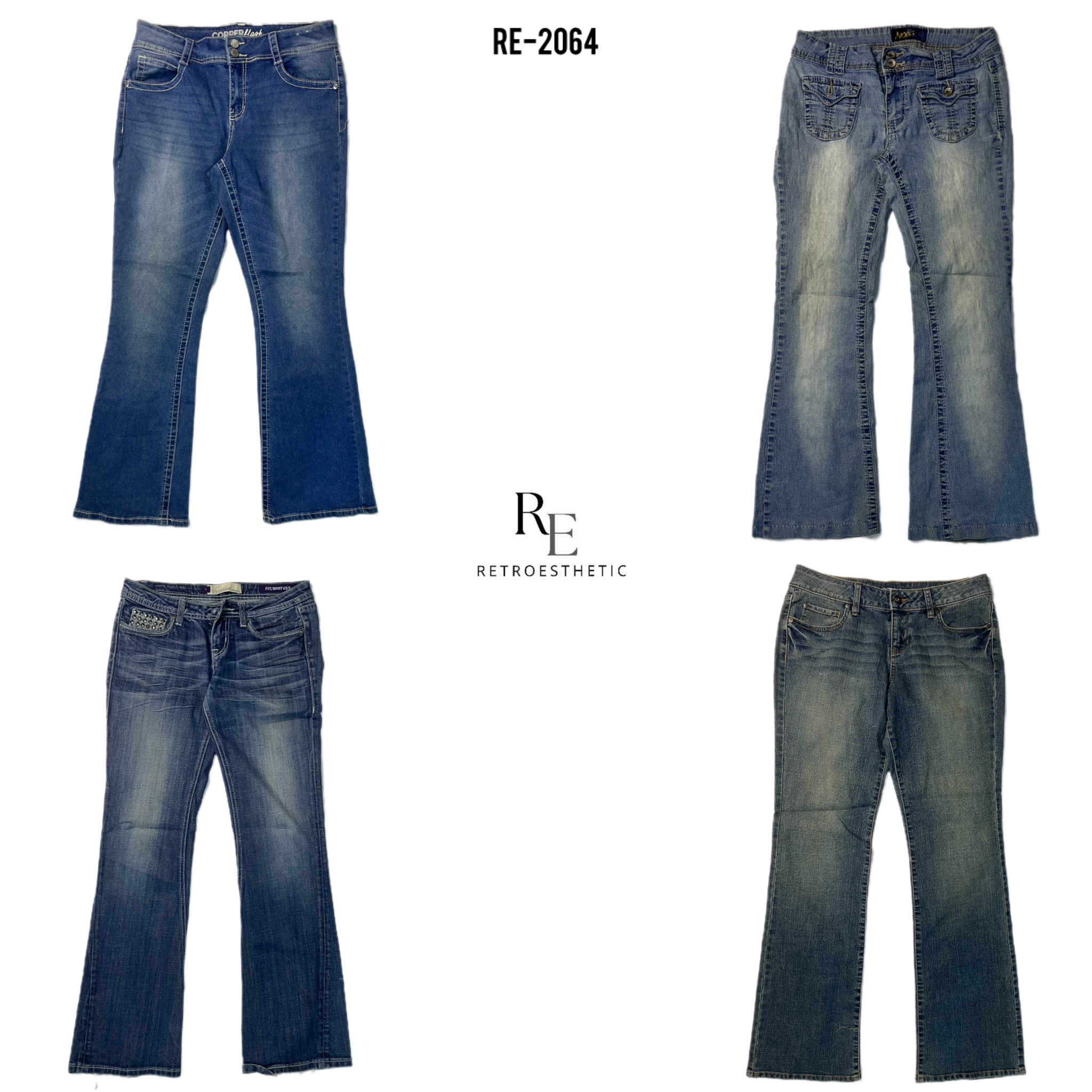 Y2K Denim Flare Jeans (RE-2064)