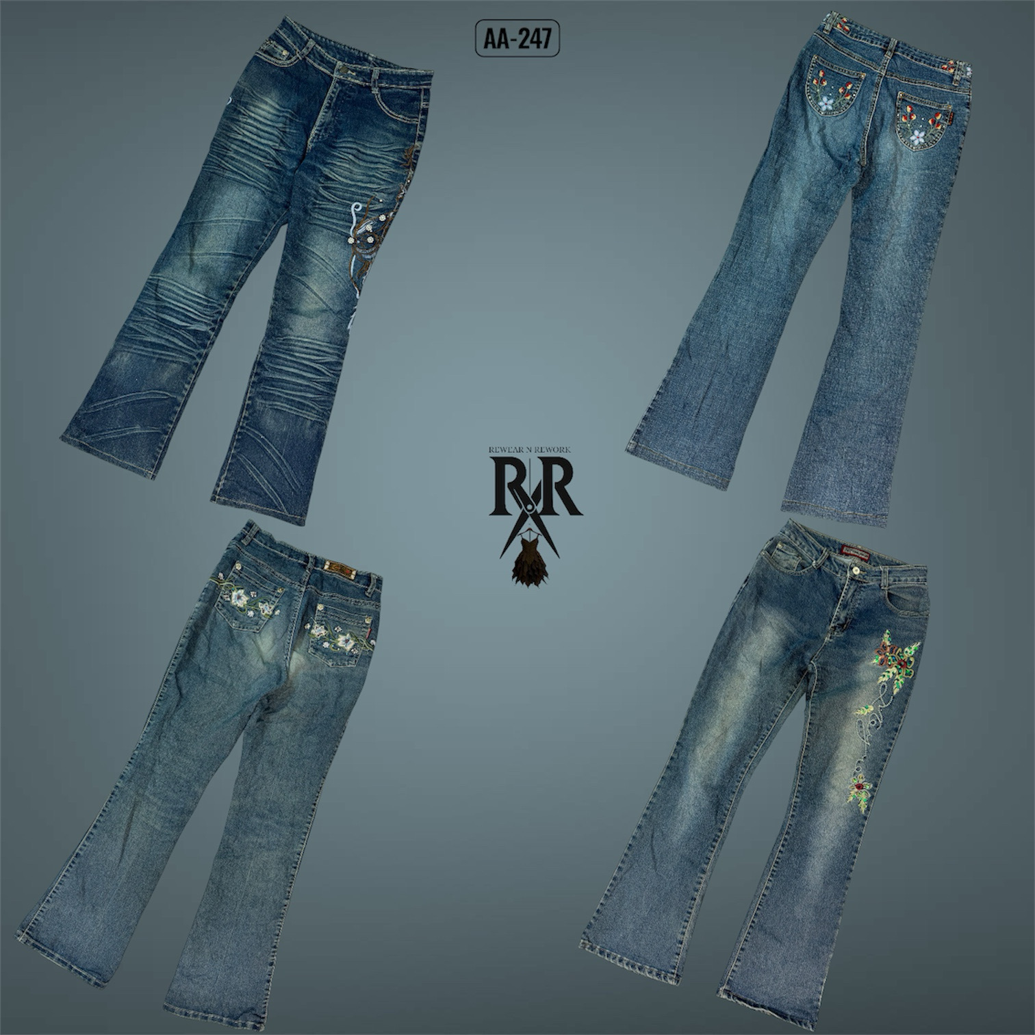 Y2K IT Girl Unique Embroidery Denim Jeans (AA-247)