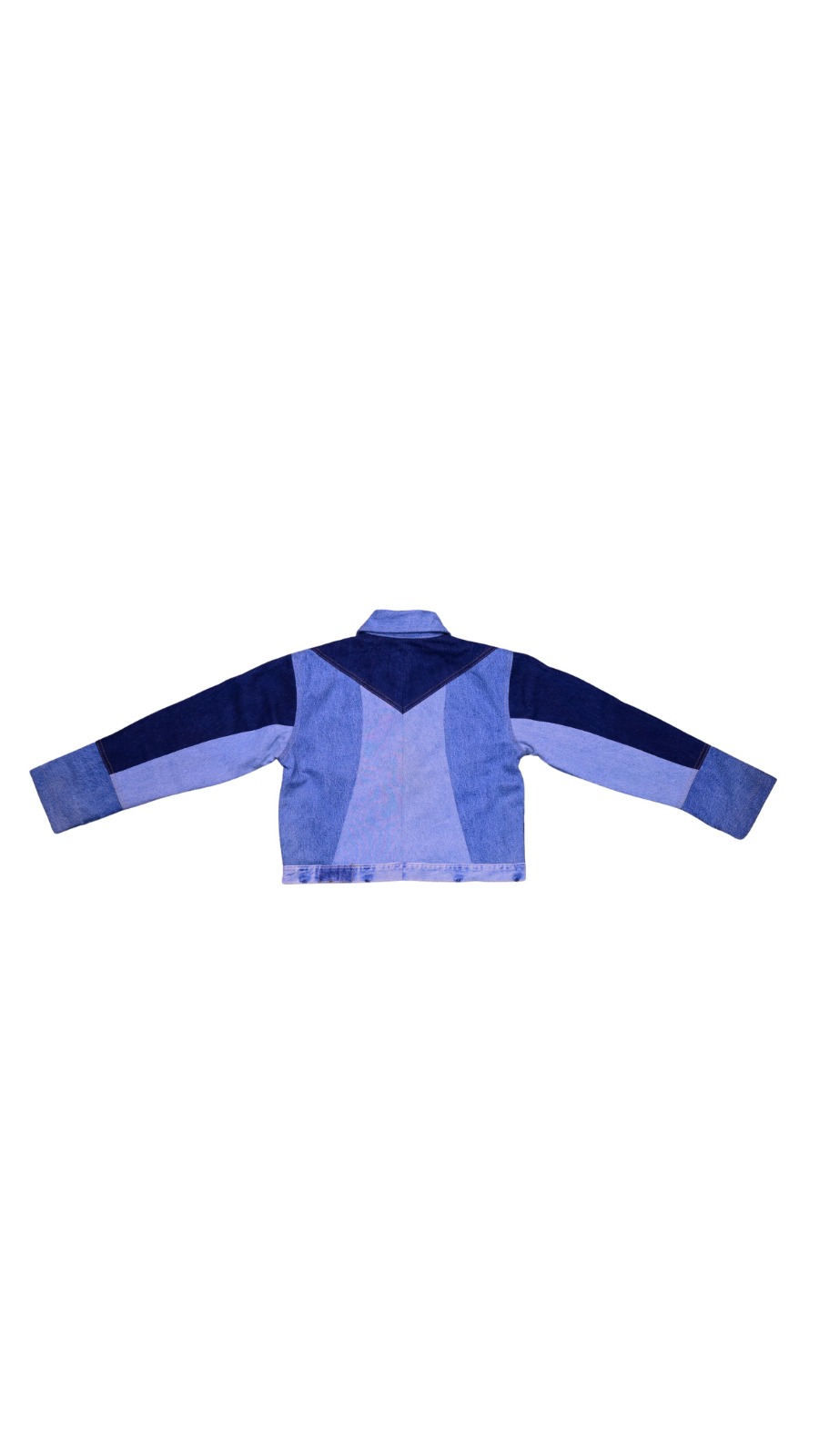 Upcycled Denim Fusion Cropped Jacket
