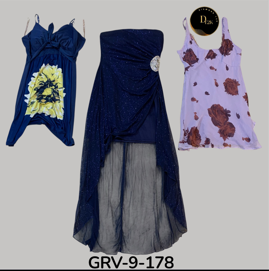 Vestido de poliéster impreso azul para mujer - Esencial elegante y versátil en el guardarropa (GRV-9-178)