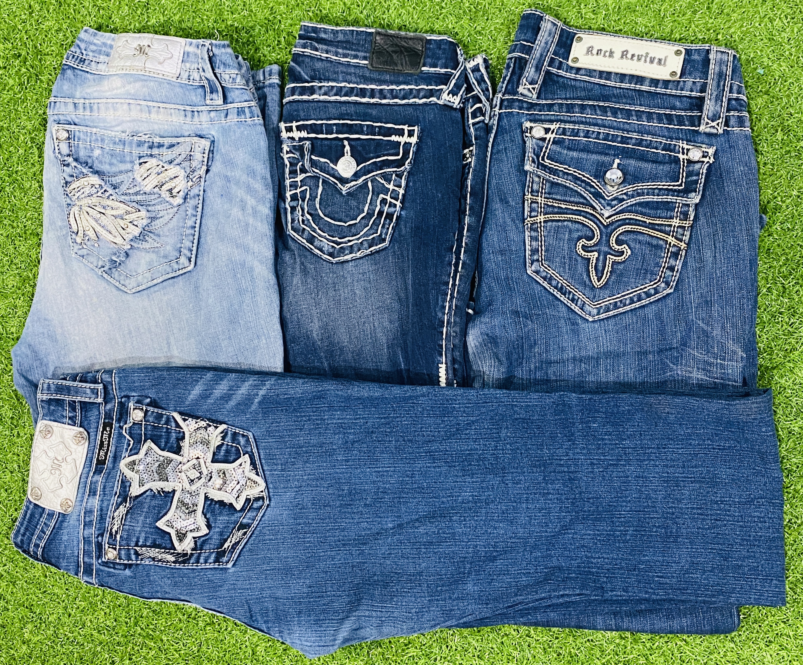 Miss Me, Rock Revival & True Religion flare women’s jeans