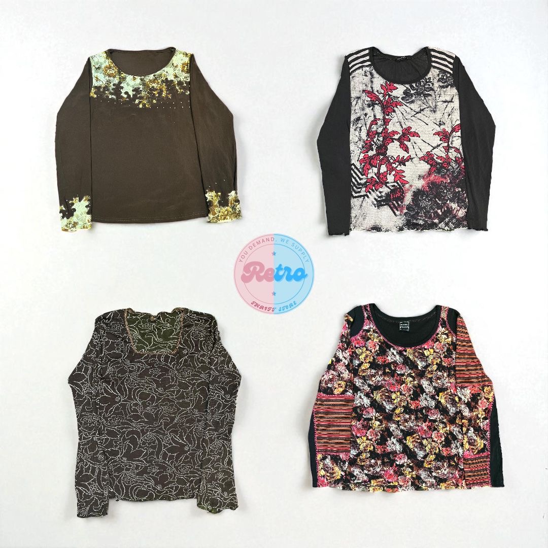 Blusa Impressa de Manga Longa e Sem Manga Mix – 10 Peças