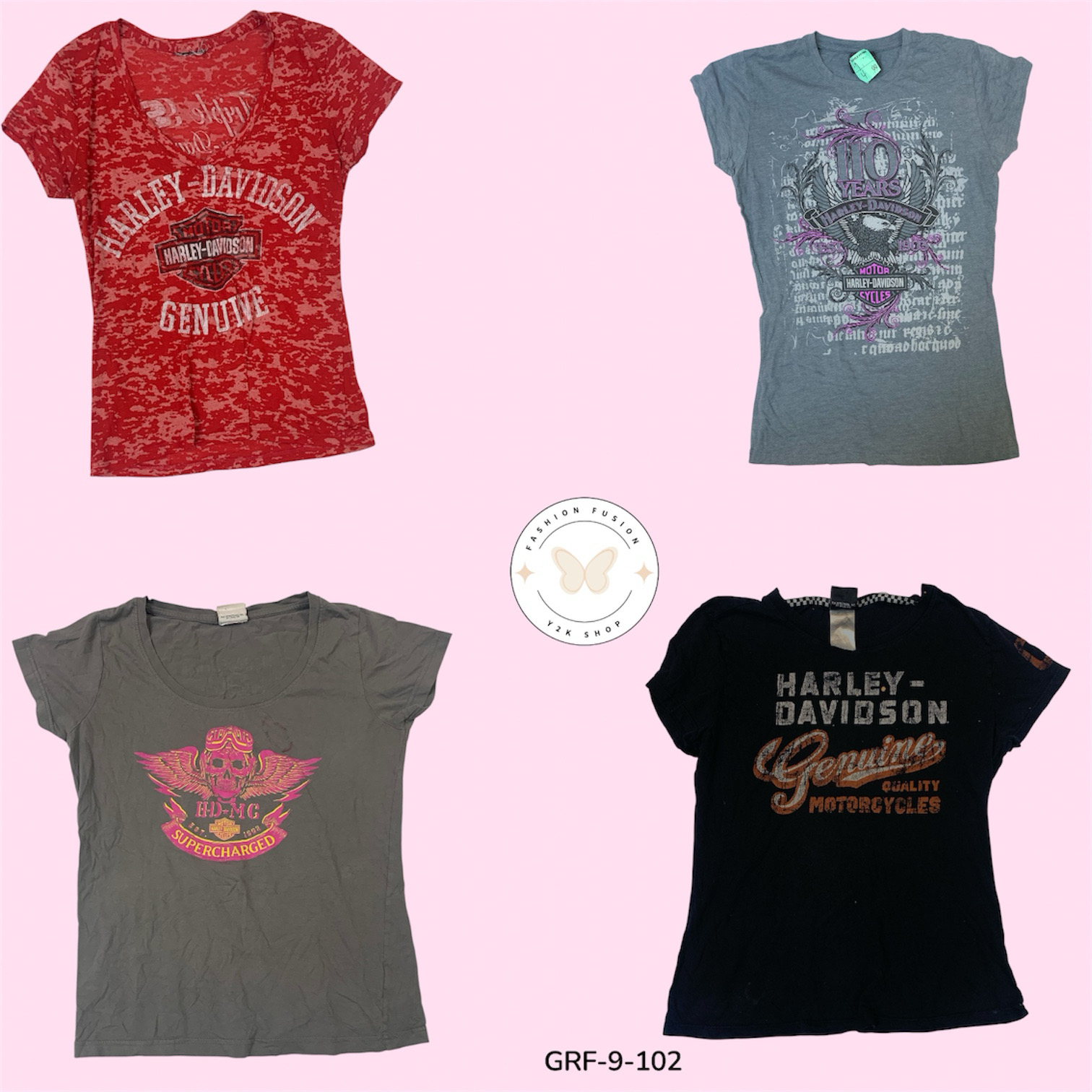 ヴィンテージY2KハーレーダビッドソンTシャツ – クラシックライダー必需品 (GRF-9-102)