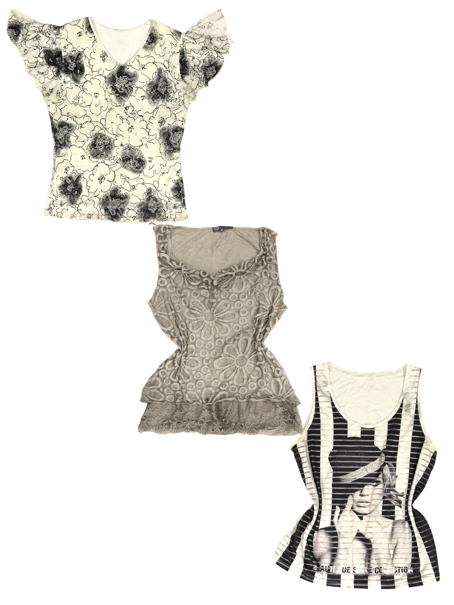 Basic & Cream! Y2K Mix Tops S-1281!