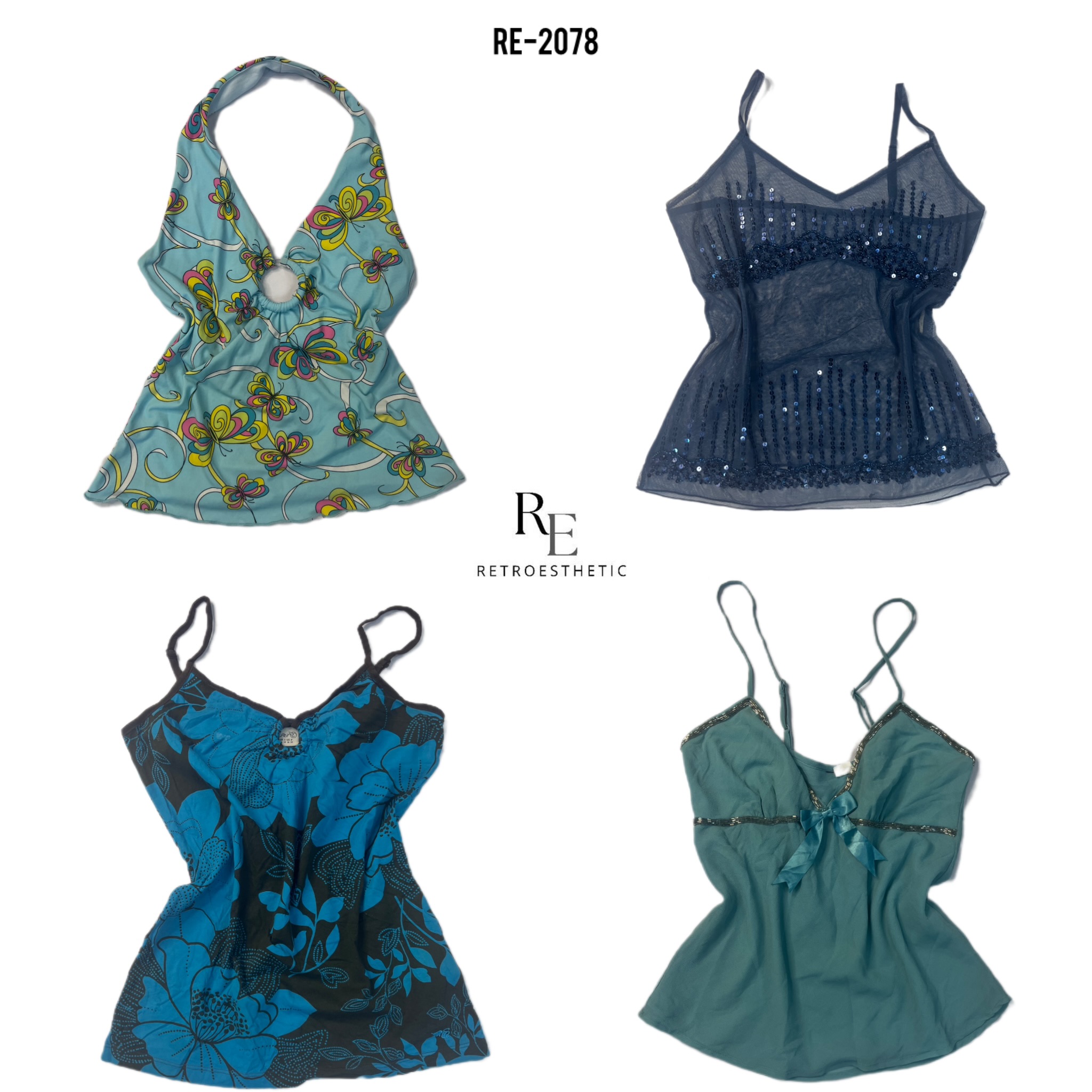 Y2k blue ocean cami tops 2078